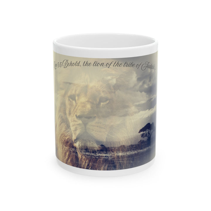 Taza de cerámica de la Tribu de Judá – Taza cristiana de café | Taza con las Escrituras del León de Judá | Regalo espiritual para hombres y mujeres (325 ml, 430 ml)