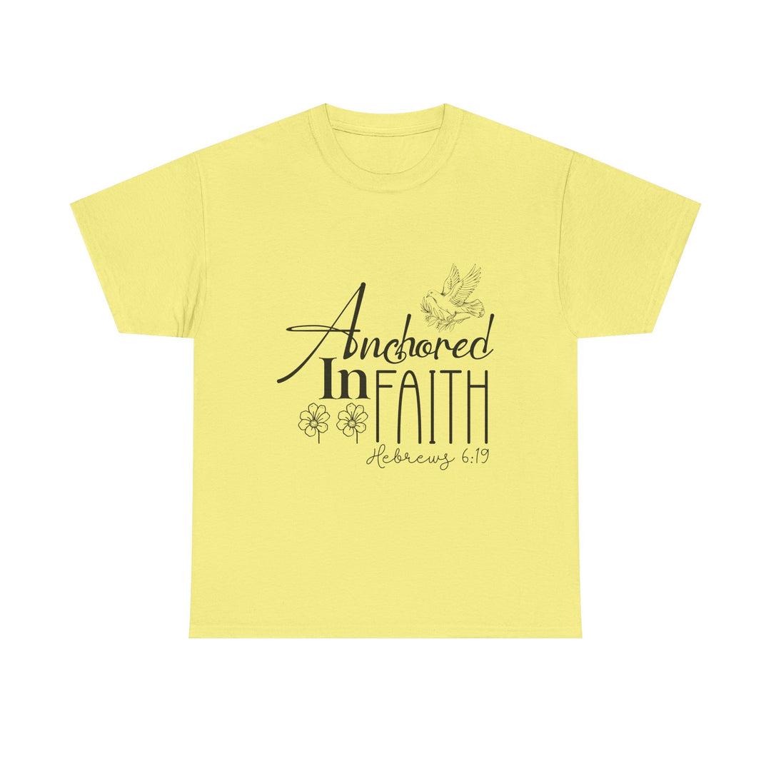 Anchored in Faith Hebrews 6 19-01 Unisex Heavy Cotton Tee