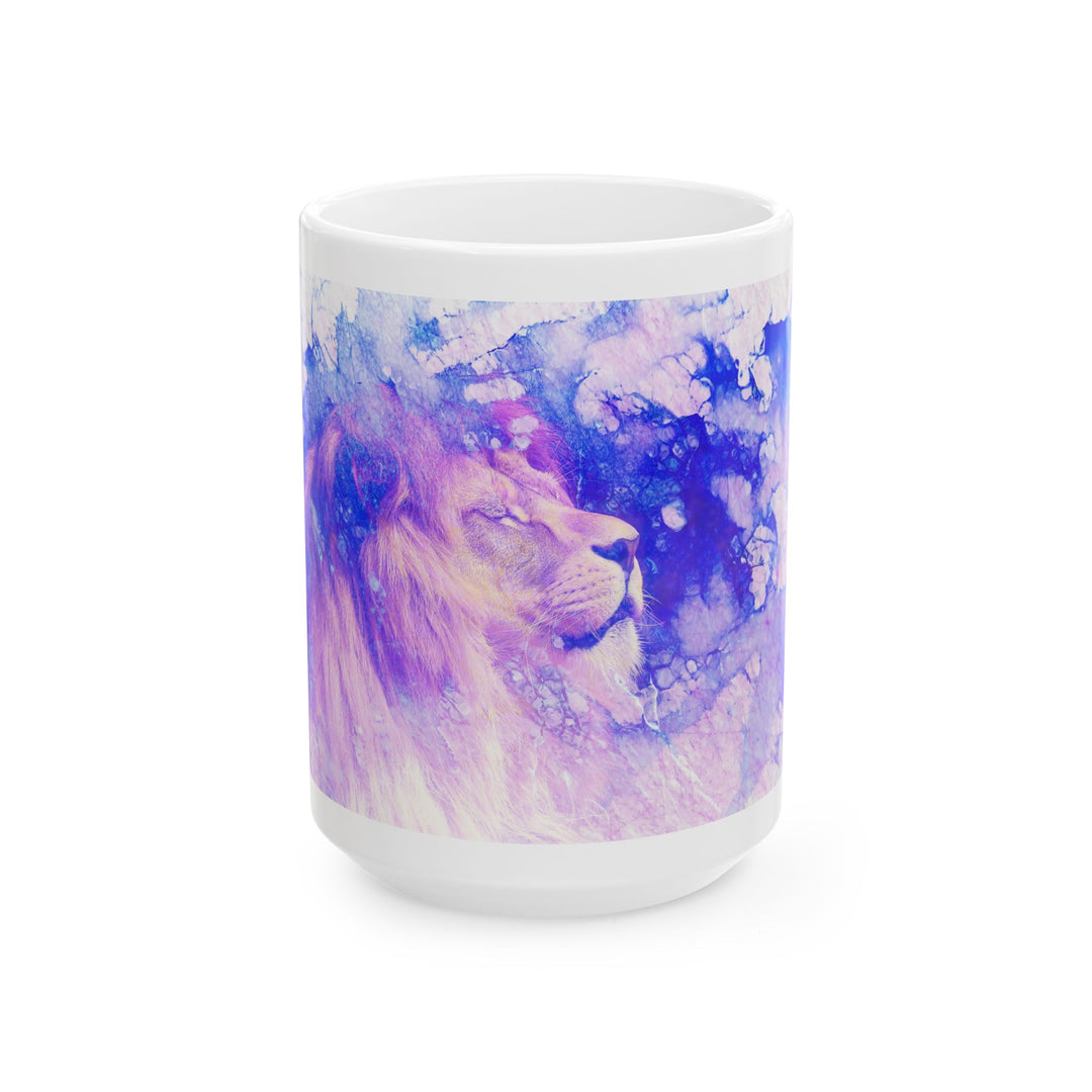 Majestic Purple Lion Watercolor Ceramic Mug Ceramic Mug, (11oz, 15oz)
