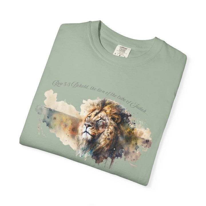 Unisex Christian Lion T-Shirt Rev 5:5 Bible Verse Tee Comfort Colors 1717 Garment-Dyed Shirt  Inspirational Faith Graphic Tee