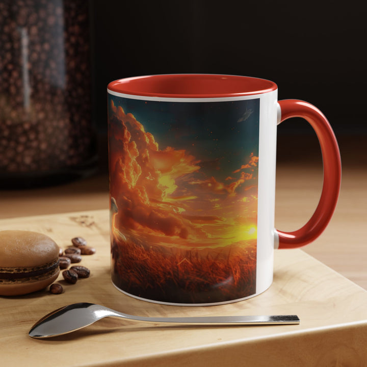 Fiery Sunset Lion Ceramic Mug – Bold Wildlife Art Drinkware Accent Coffee Mug (11, 15oz)