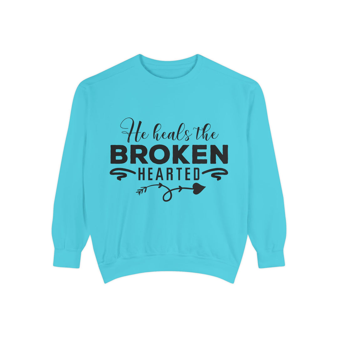 He Heals The Broken Hearted Unisex Garment-Dyed Sweatshirt