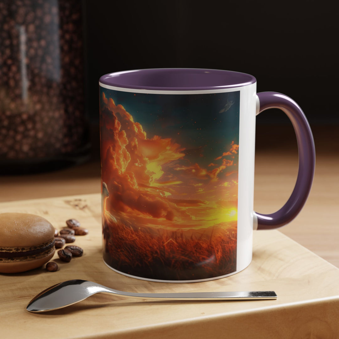 Fiery Sunset Lion Ceramic Mug – Bold Wildlife Art Drinkware Accent Coffee Mug (11, 15oz)