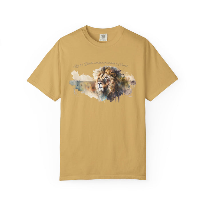 Unisex Christian Lion T-Shirt Rev 5:5 Bible Verse Tee Comfort Colors 1717 Garment-Dyed Shirt  Inspirational Faith Graphic Tee
