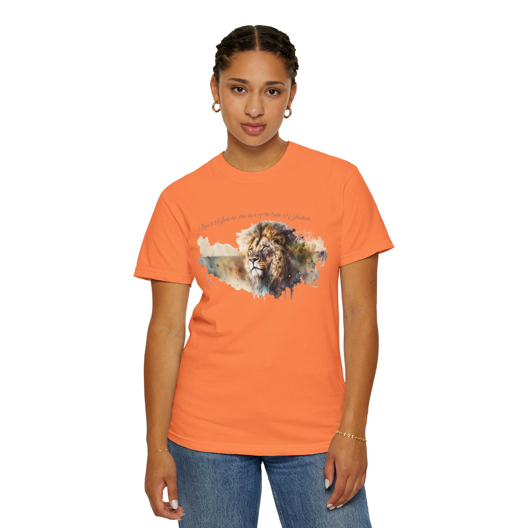Unisex Christian Lion T-Shirt Rev 5:5 Bible Verse Tee Comfort Colors 1717 Garment-Dyed Shirt  Inspirational Faith Graphic Tee