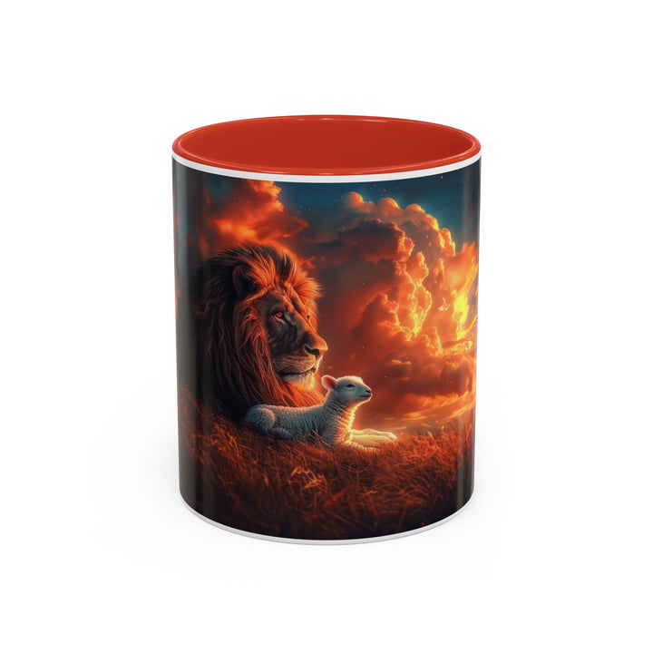 Fiery Sunset Lion Ceramic Mug – Bold Wildlife Art Drinkware Accent Coffee Mug (11, 15oz)