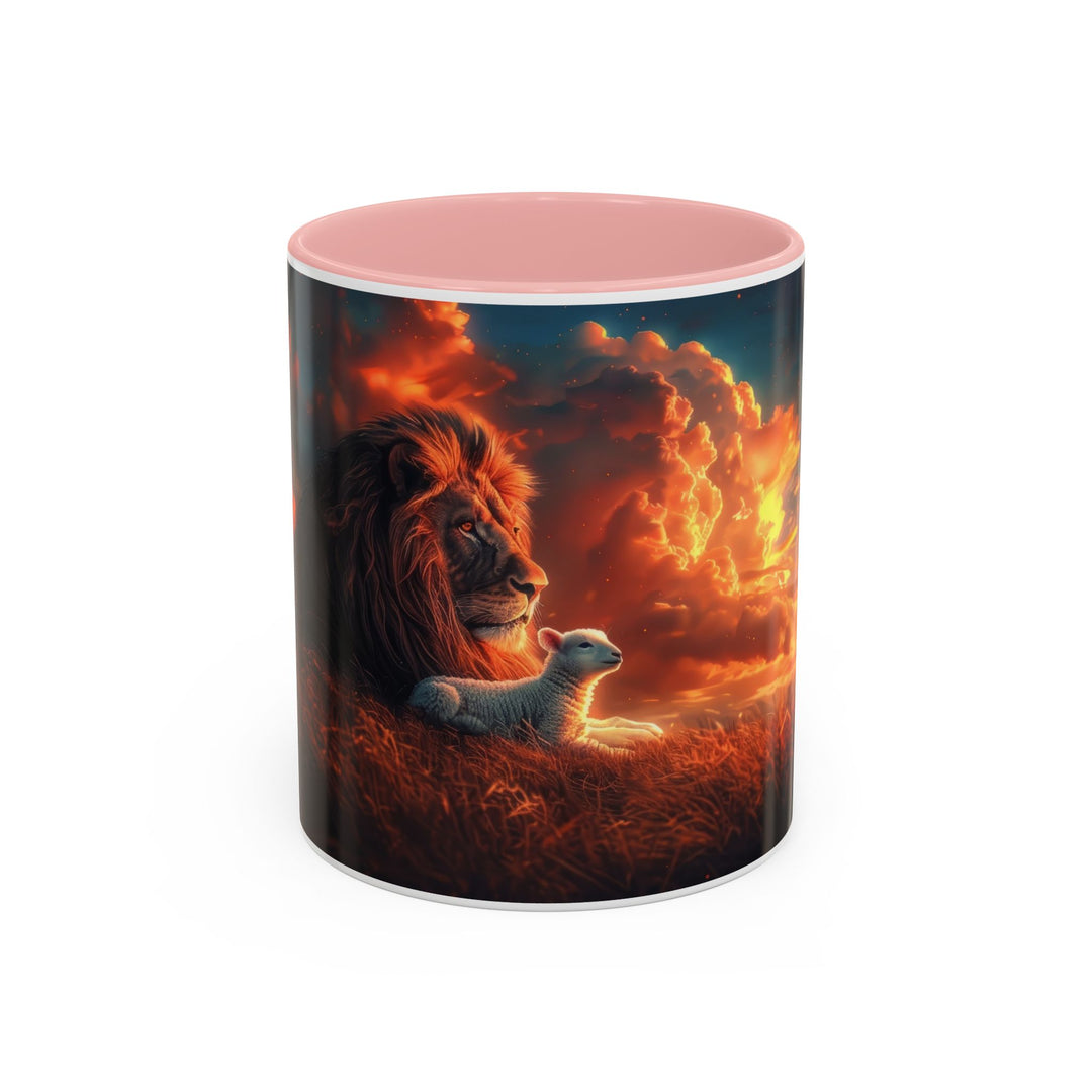 Fiery Sunset Lion Ceramic Mug – Bold Wildlife Art Drinkware Accent Coffee Mug (11, 15oz)