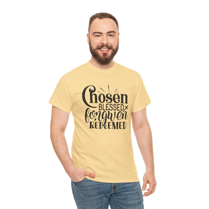 Chosen Blessed Forgiven Redeemed Unisex Heavy Cotton Tee