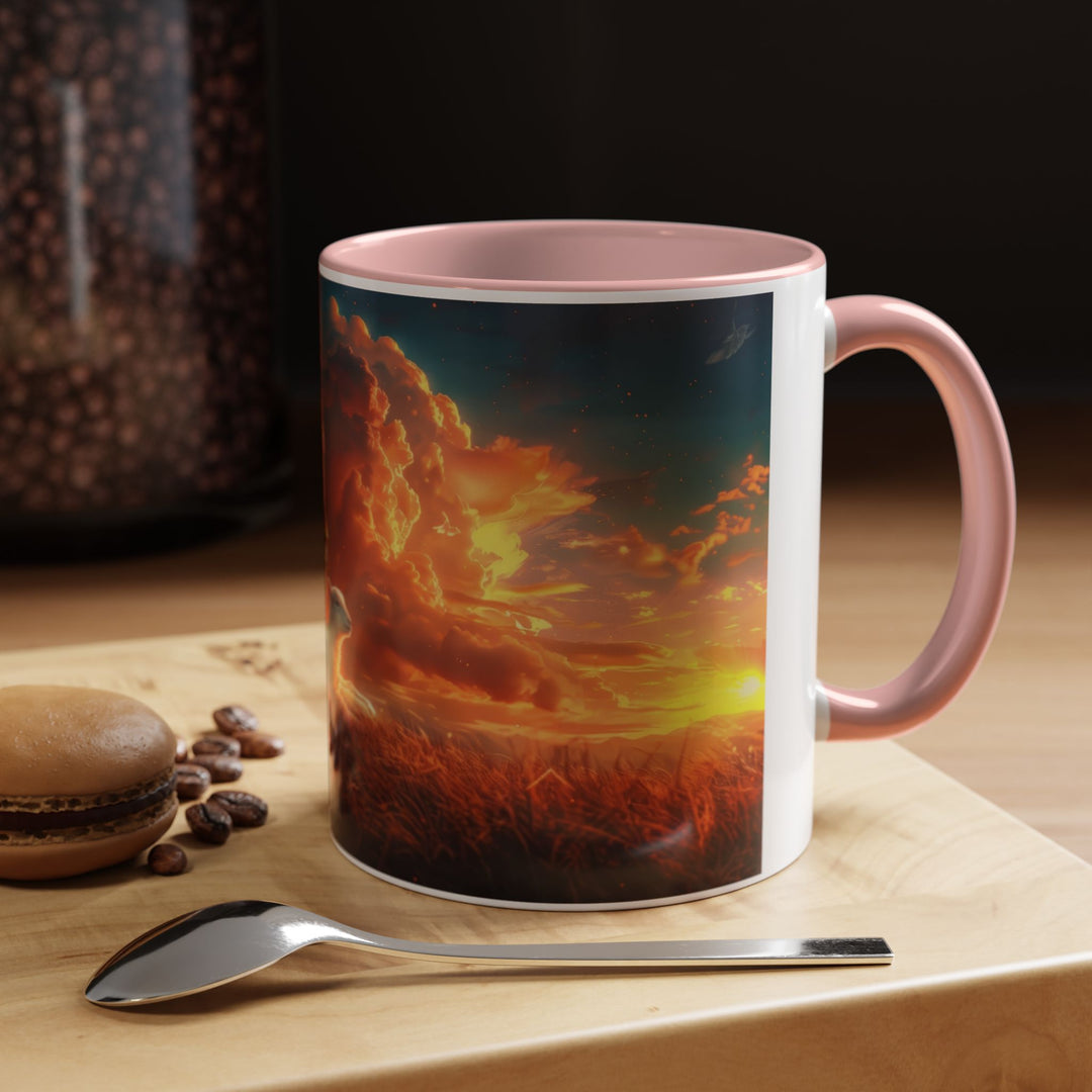 Fiery Sunset Lion Ceramic Mug – Bold Wildlife Art Drinkware Accent Coffee Mug (11, 15oz)