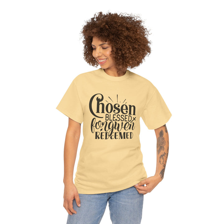 Chosen Blessed Forgiven Redeemed Unisex Heavy Cotton Tee