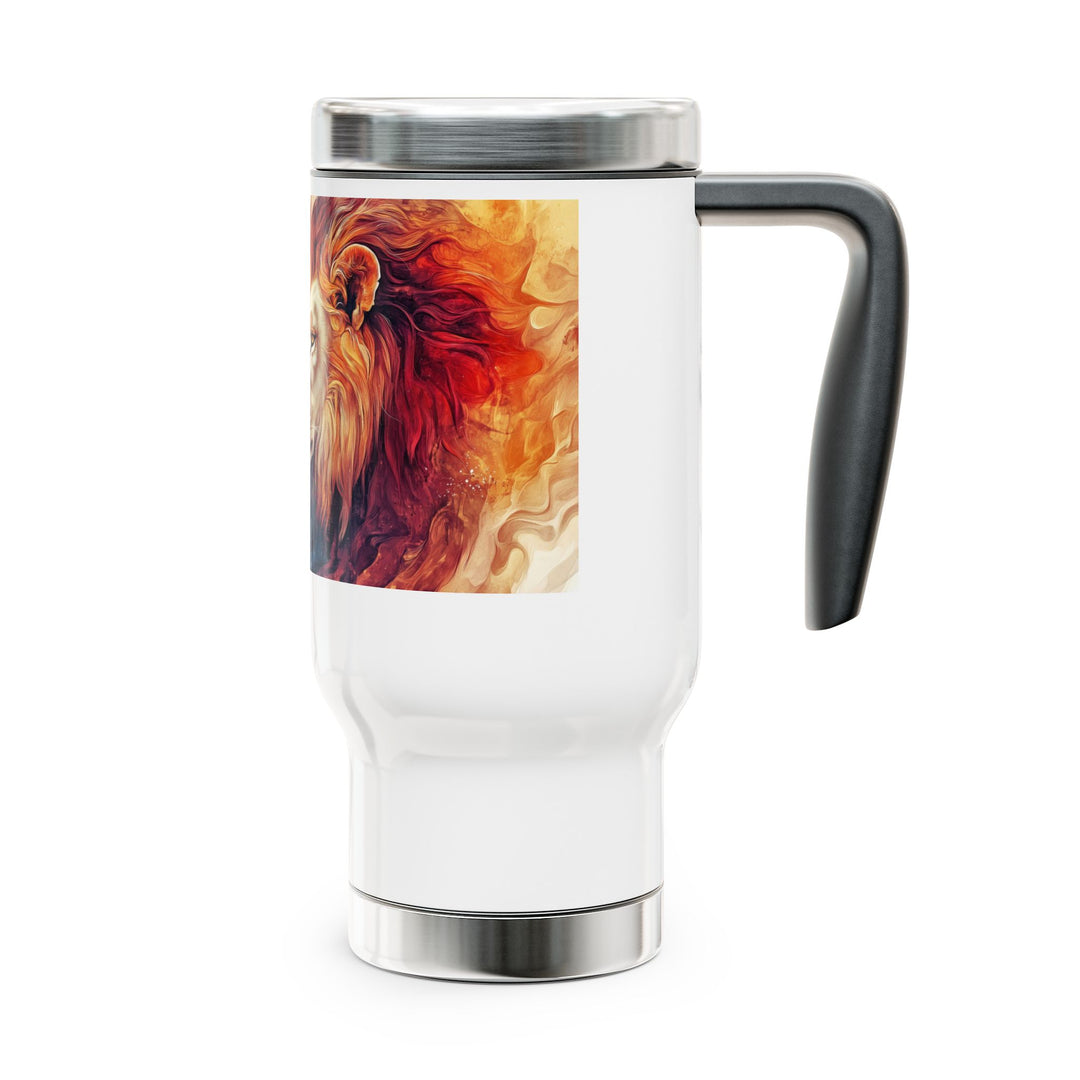Lion and Lamb Stainless Steel Travel Mug with Handle, 14oz