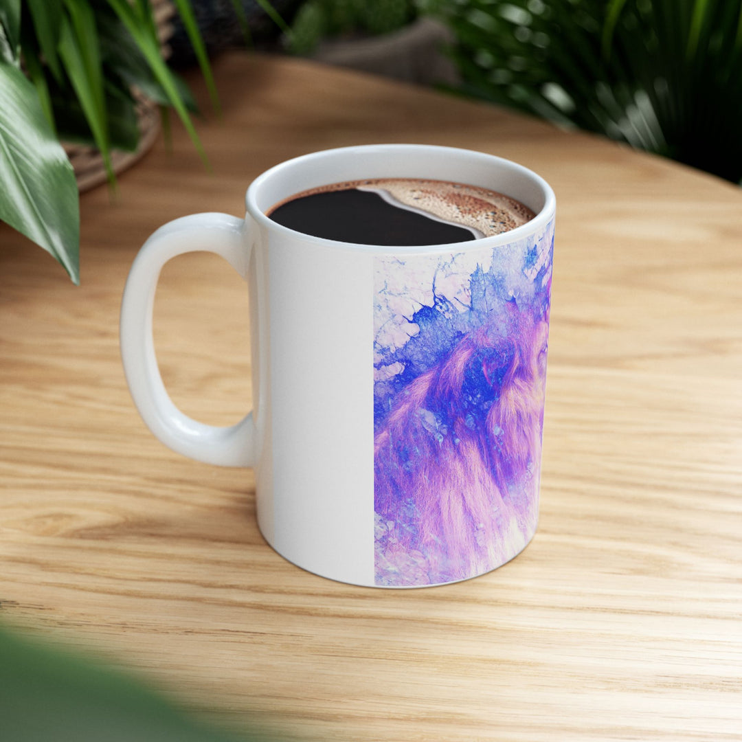 Majestic Purple Lion Watercolor Ceramic Mug Ceramic Mug, (11oz, 15oz)