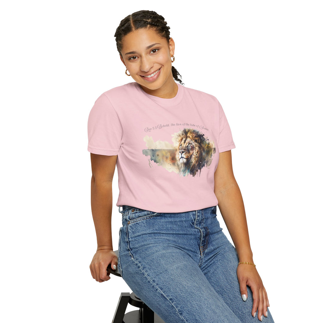 Unisex Christian Lion T-Shirt Rev 5:5 Bible Verse Tee Comfort Colors 1717 Garment-Dyed Shirt  Inspirational Faith Graphic Tee