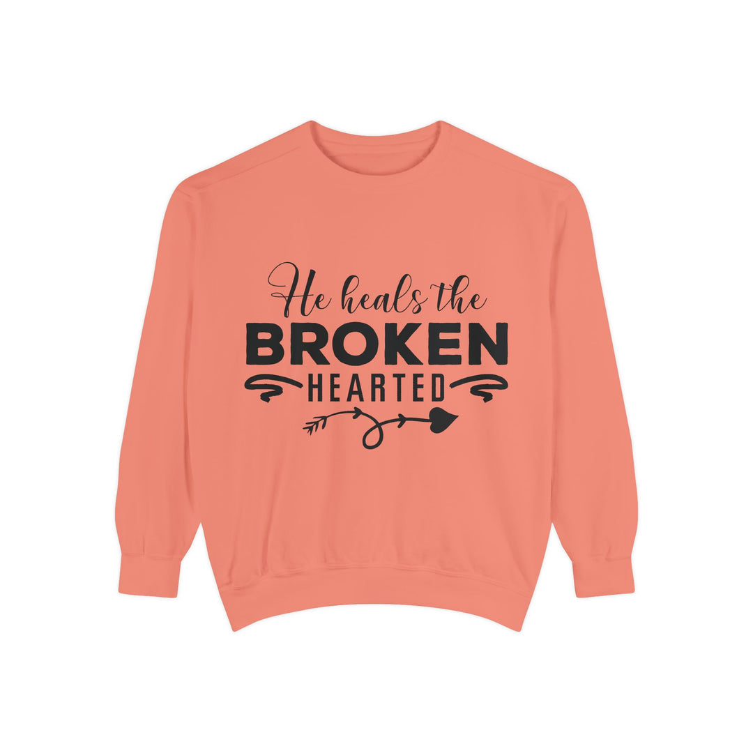 He Heals The Broken Hearted Unisex Garment-Dyed Sweatshirt