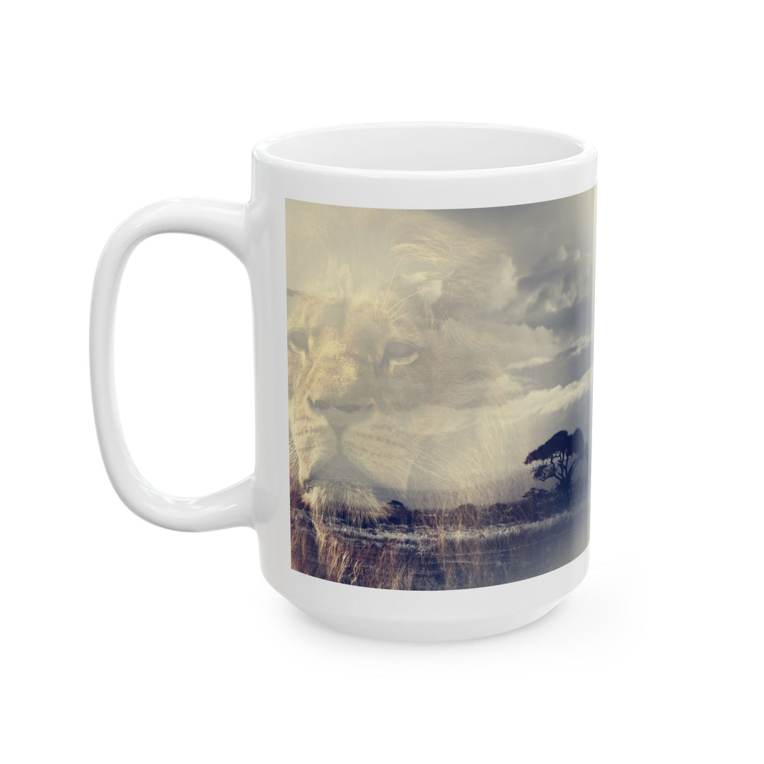 Custom Ceramic Coffee Mug with Lion Print – 11oz & 15oz | BPA-Free, Dishwasher & Microwave Saf