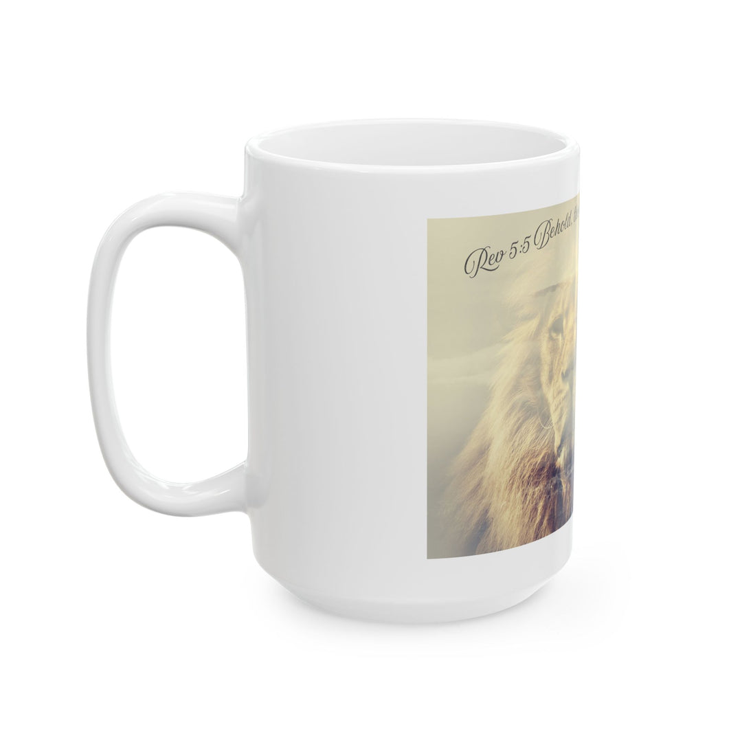 Taza de cerámica de la Tribu de Judá – Taza cristiana de café | Taza con las Escrituras del León de Judá | Regalo espiritual para hombres y mujeres (325 ml, 430 ml)