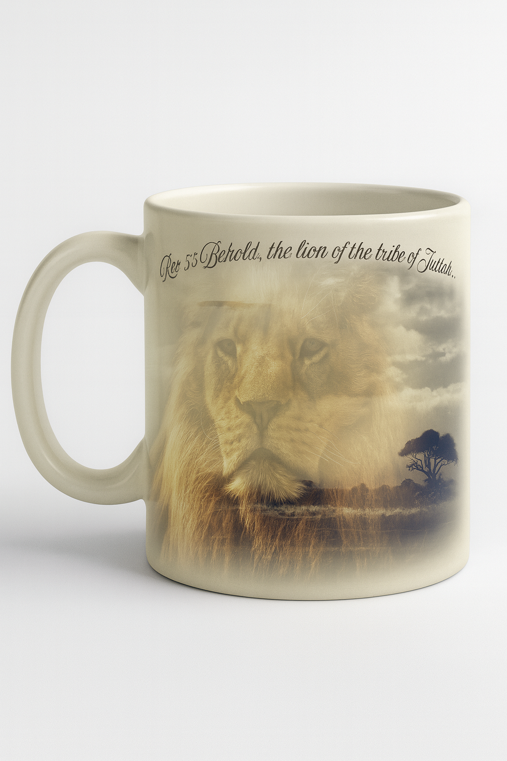 Taza de cerámica de la Tribu de Judá – Taza cristiana de café | Taza con las Escrituras del León de Judá | Regalo espiritual para hombres y mujeres (325 ml, 430 ml)