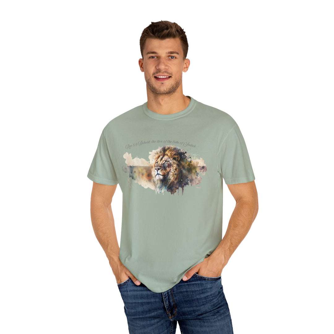 Unisex Christian Lion T-Shirt Rev 5:5 Bible Verse Tee Comfort Colors 1717 Garment-Dyed Shirt  Inspirational Faith Graphic Tee