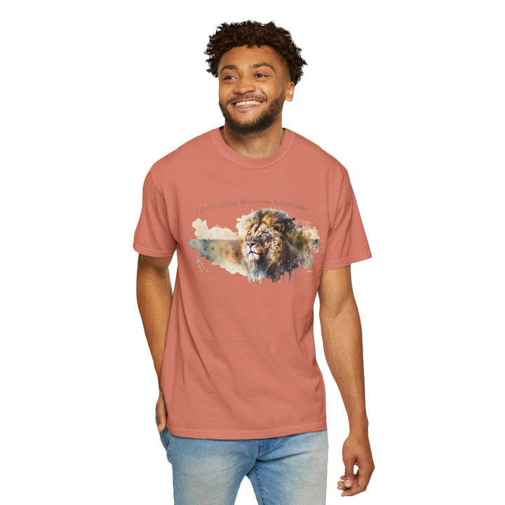 Unisex Christian Lion T-Shirt Rev 5:5 Bible Verse Tee Comfort Colors 1717 Garment-Dyed Shirt  Inspirational Faith Graphic Tee