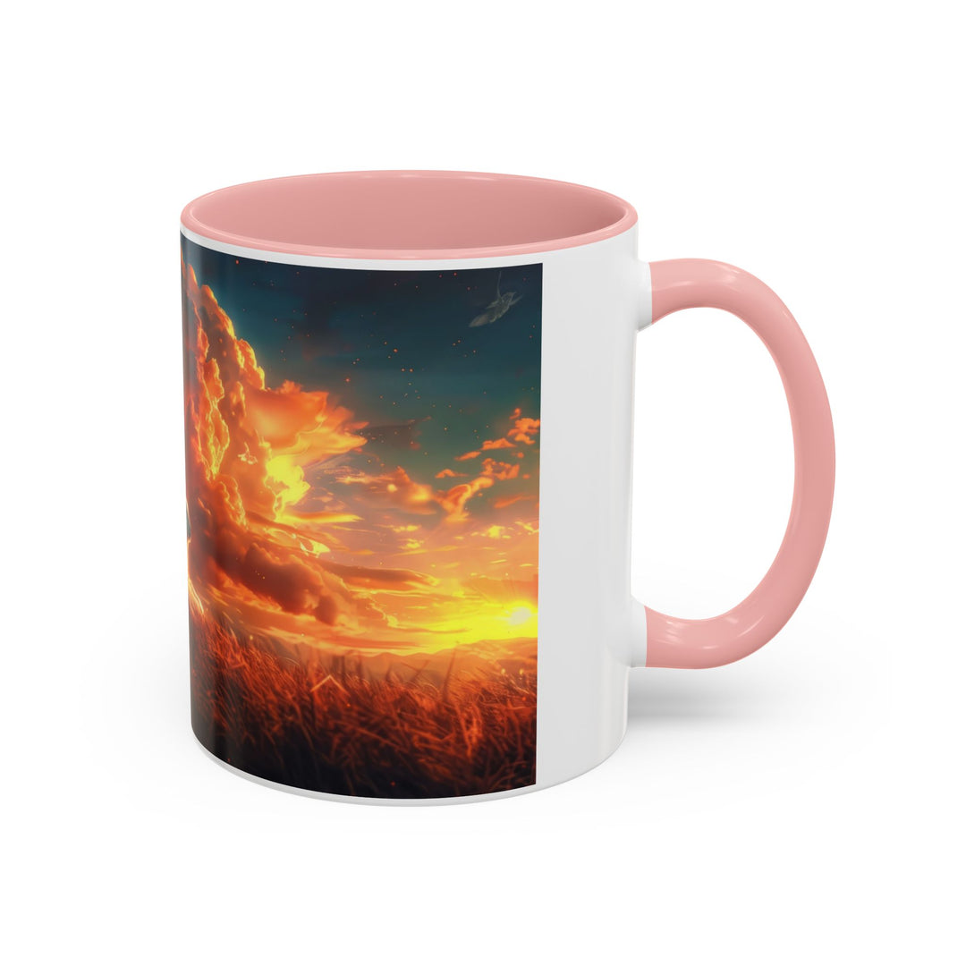 Fiery Sunset Lion Ceramic Mug – Bold Wildlife Art Drinkware Accent Coffee Mug (11, 15oz)
