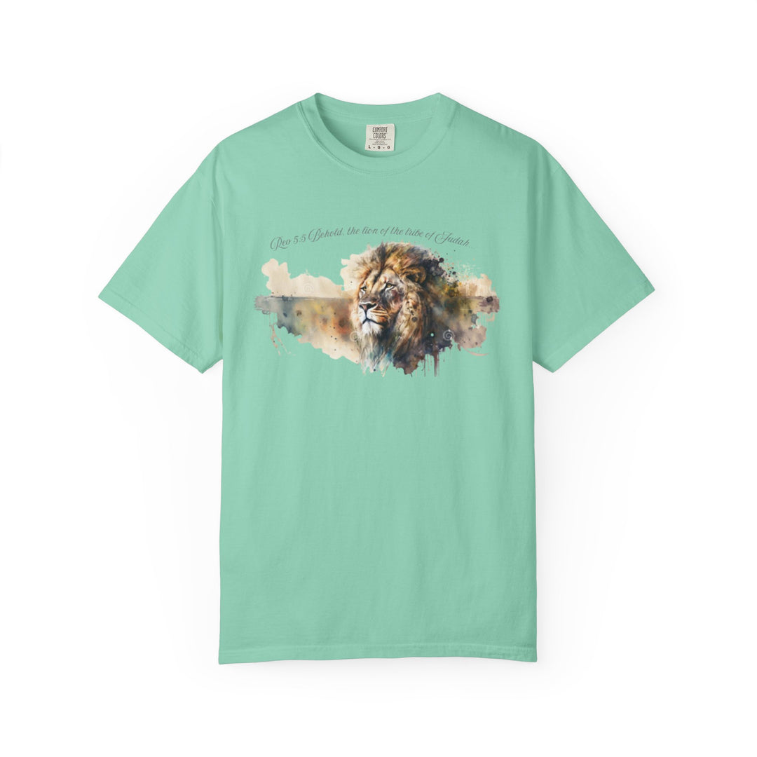 Unisex Christian Lion T-Shirt Rev 5:5 Bible Verse Tee Comfort Colors 1717 Garment-Dyed Shirt  Inspirational Faith Graphic Tee