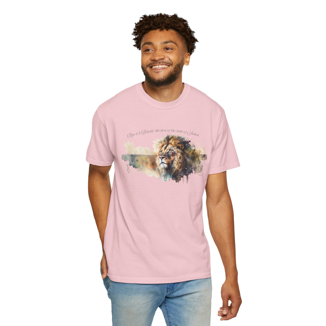 Unisex Christian Lion T-Shirt Rev 5:5 Bible Verse Tee Comfort Colors 1717 Garment-Dyed Shirt  Inspirational Faith Graphic Tee