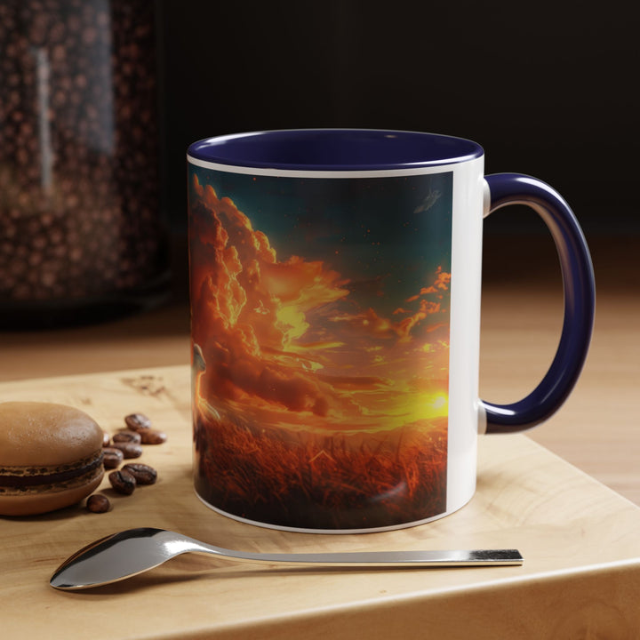Fiery Sunset Lion Ceramic Mug – Bold Wildlife Art Drinkware Accent Coffee Mug (11, 15oz)