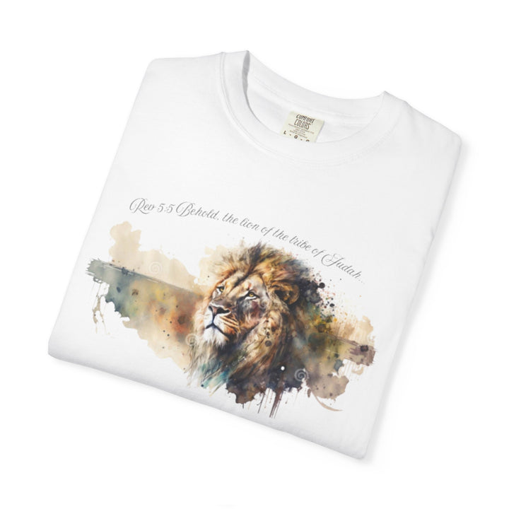 Unisex Christian Lion T-Shirt Rev 5:5 Bible Verse Tee Comfort Colors 1717 Garment-Dyed Shirt  Inspirational Faith Graphic Tee