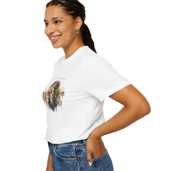 Unisex Christian Lion T-Shirt Rev 5:5 Bible Verse Tee Comfort Colors 1717 Garment-Dyed Shirt  Inspirational Faith Graphic Tee