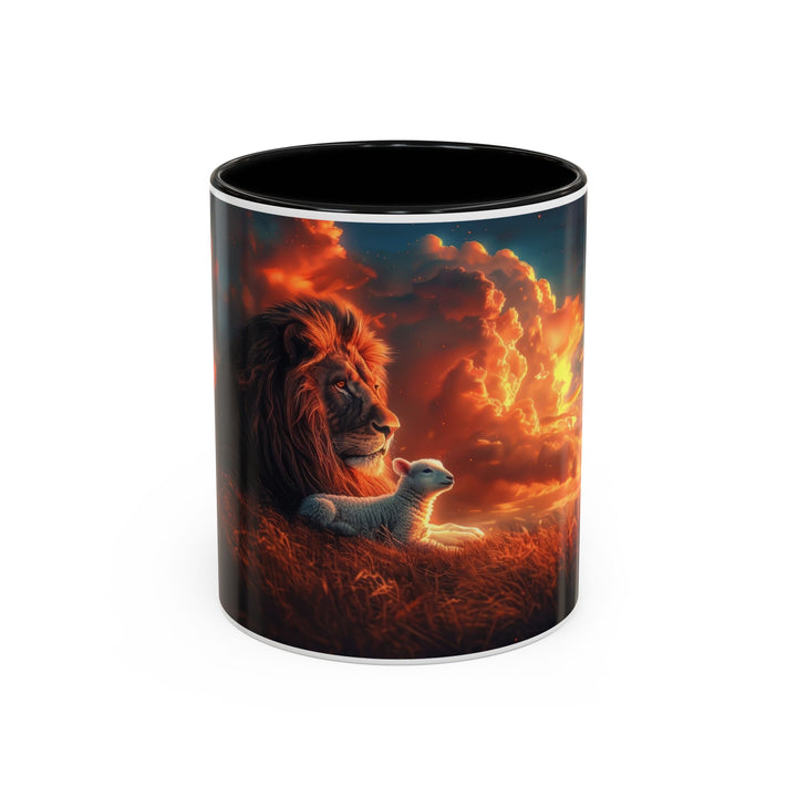 Fiery Sunset Lion Ceramic Mug – Bold Wildlife Art Drinkware Accent Coffee Mug (11, 15oz)