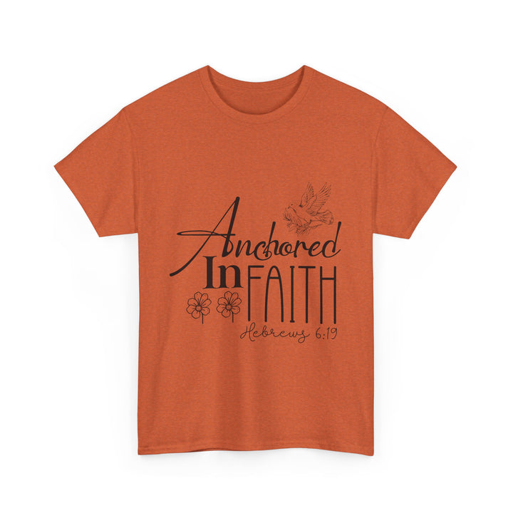 Anchored in Faith Hebrews 6 19-01 Unisex Heavy Cotton Tee