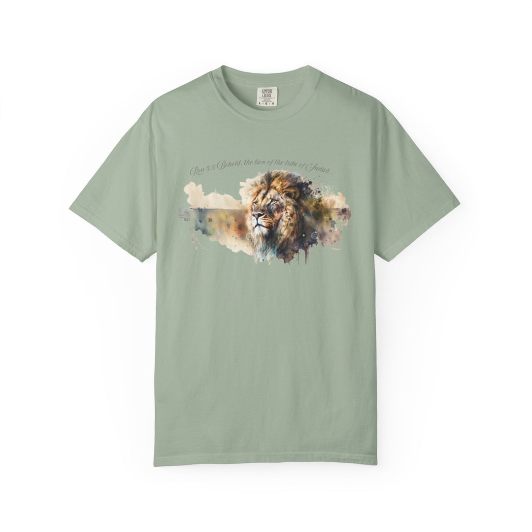 Unisex Christian Lion T-Shirt Rev 5:5 Bible Verse Tee Comfort Colors 1717 Garment-Dyed Shirt  Inspirational Faith Graphic Tee
