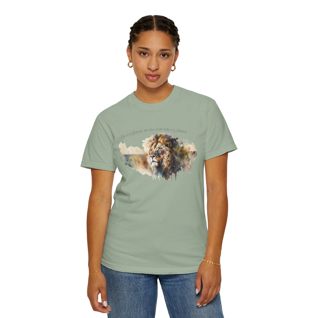 Unisex Christian Lion T-Shirt Rev 5:5 Bible Verse Tee Comfort Colors 1717 Garment-Dyed Shirt  Inspirational Faith Graphic Tee