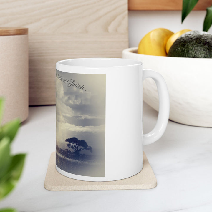 Taza de cerámica de la Tribu de Judá – Taza cristiana de café | Taza con las Escrituras del León de Judá | Regalo espiritual para hombres y mujeres (325 ml, 430 ml)