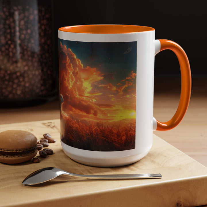 Fiery Sunset Lion Ceramic Mug – Bold Wildlife Art Drinkware Accent Coffee Mug (11, 15oz)