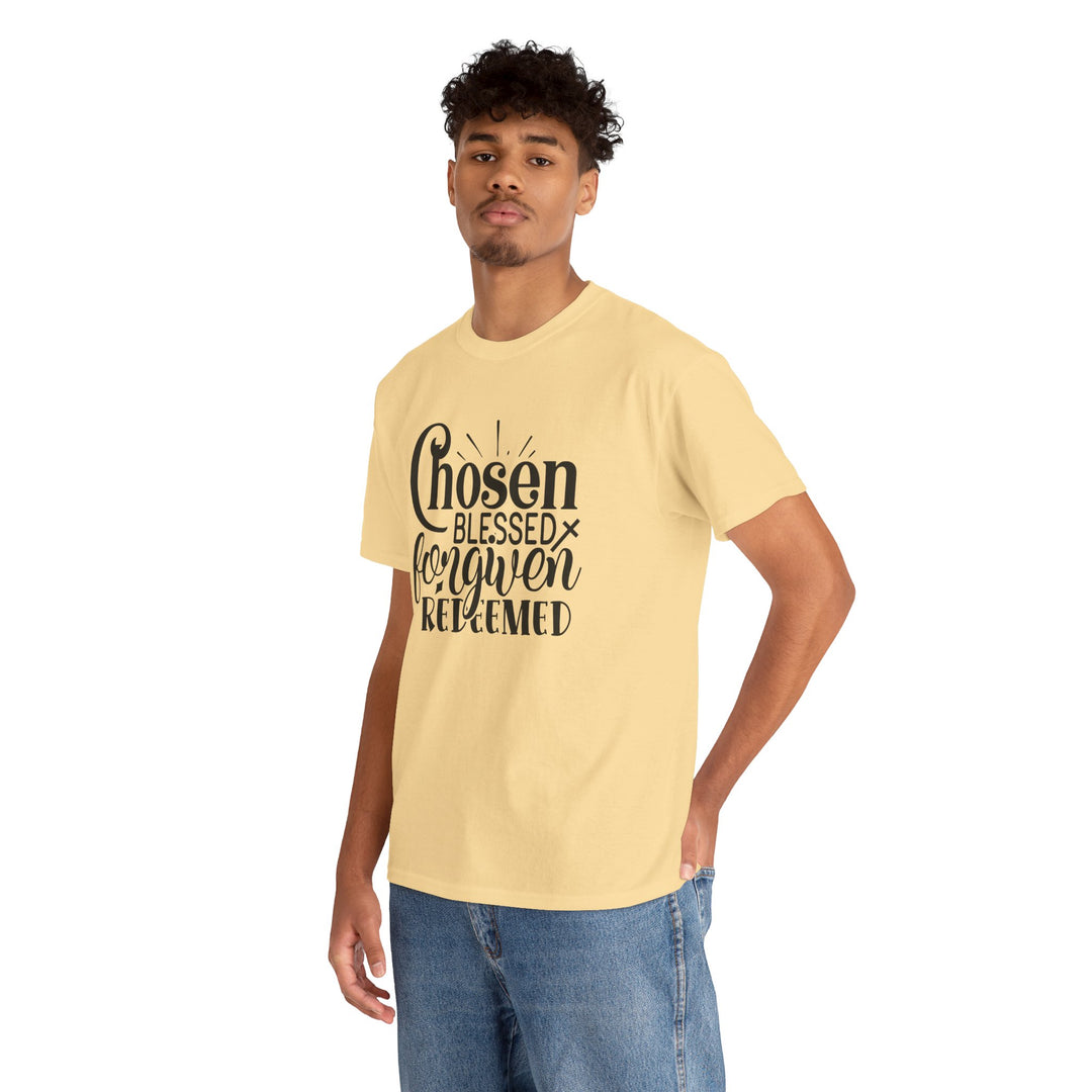 Chosen Blessed Forgiven Redeemed Unisex Heavy Cotton Tee