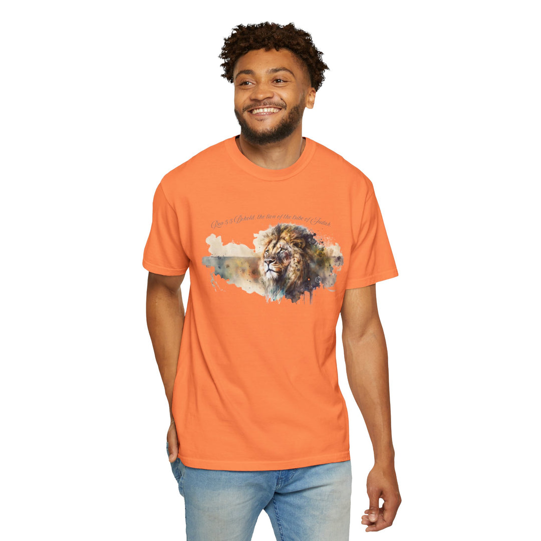 Unisex Christian Lion T-Shirt Rev 5:5 Bible Verse Tee Comfort Colors 1717 Garment-Dyed Shirt  Inspirational Faith Graphic Tee