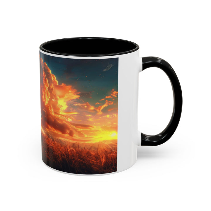 Fiery Sunset Lion Ceramic Mug – Bold Wildlife Art Drinkware Accent Coffee Mug (11, 15oz)