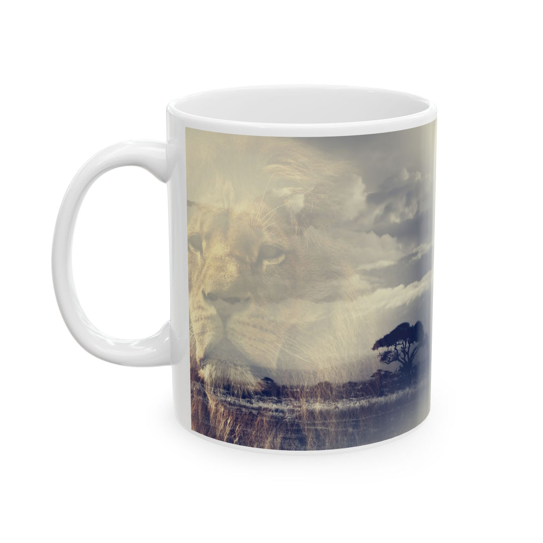 Custom Ceramic Coffee Mug with Lion Print – 11oz & 15oz | BPA-Free, Dishwasher & Microwave Saf