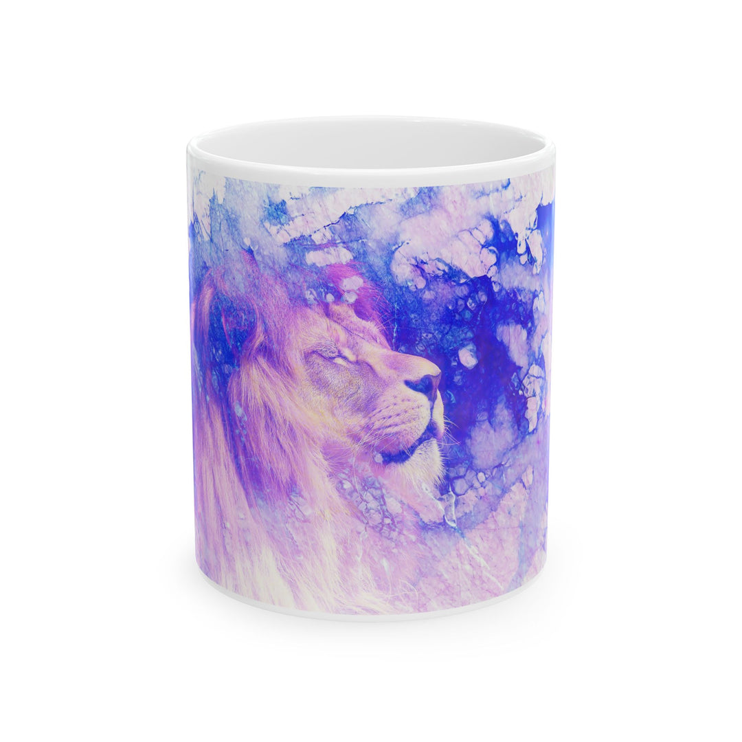 Majestic Purple Lion Watercolor Ceramic Mug Ceramic Mug, (11oz, 15oz)