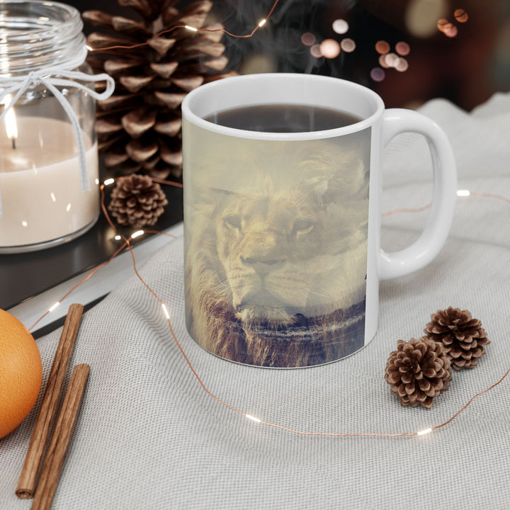 Custom Ceramic Coffee Mug with Lion Print – 11oz & 15oz | BPA-Free, Dishwasher & Microwave Saf