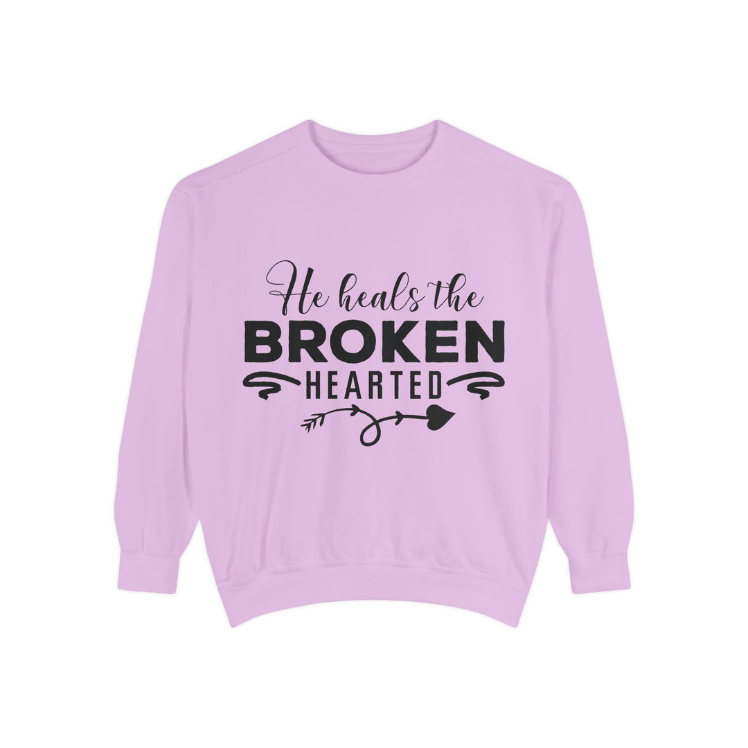 He Heals The Broken Hearted Unisex Garment-Dyed Sweatshirt