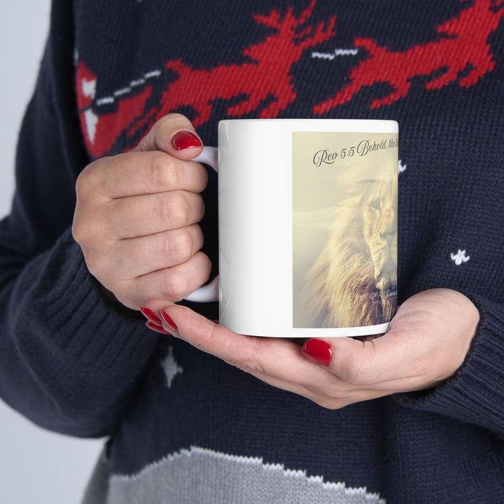 Taza de cerámica de la Tribu de Judá – Taza cristiana de café | Taza con las Escrituras del León de Judá | Regalo espiritual para hombres y mujeres (325 ml, 430 ml)