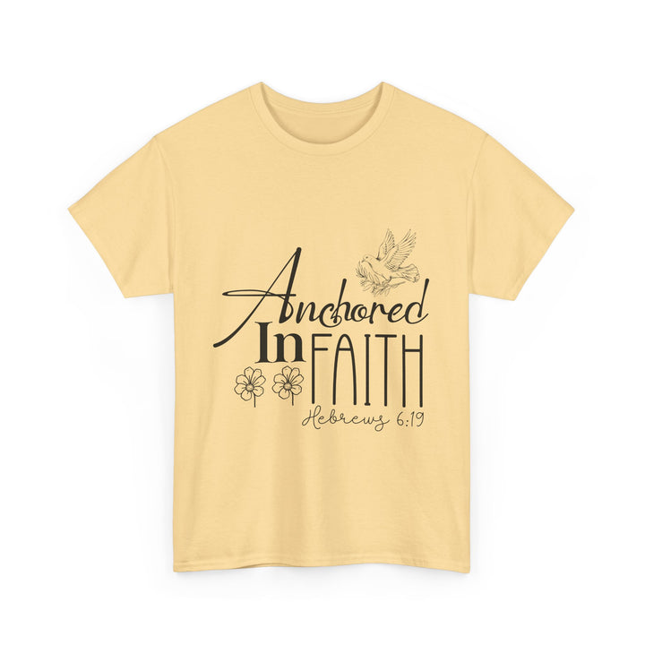 Anchored in Faith Hebrews 6 19-01 Unisex Heavy Cotton Tee