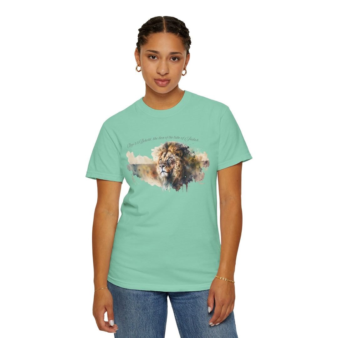 Unisex Christian Lion T-Shirt Rev 5:5 Bible Verse Tee Comfort Colors 1717 Garment-Dyed Shirt  Inspirational Faith Graphic Tee