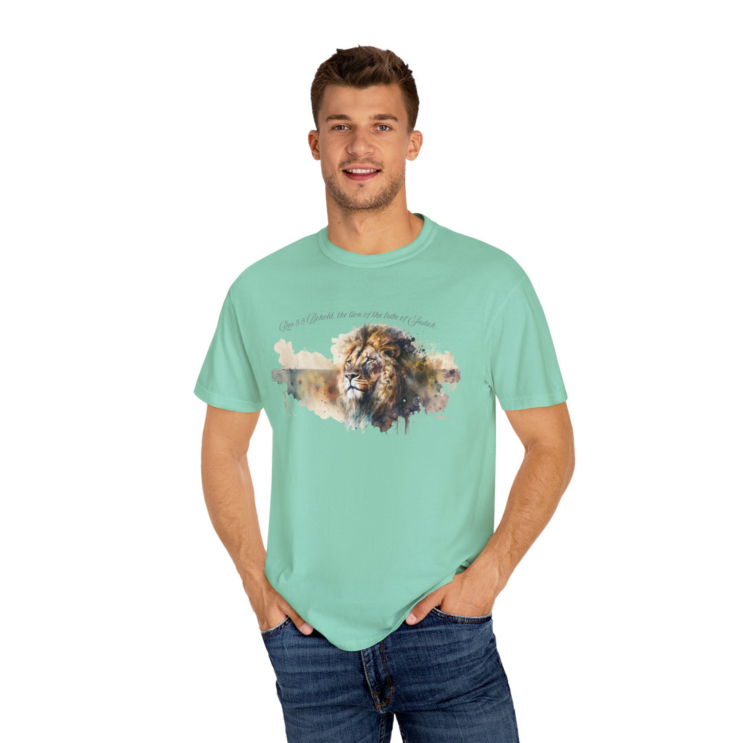 Unisex Christian Lion T-Shirt Rev 5:5 Bible Verse Tee Comfort Colors 1717 Garment-Dyed Shirt  Inspirational Faith Graphic Tee