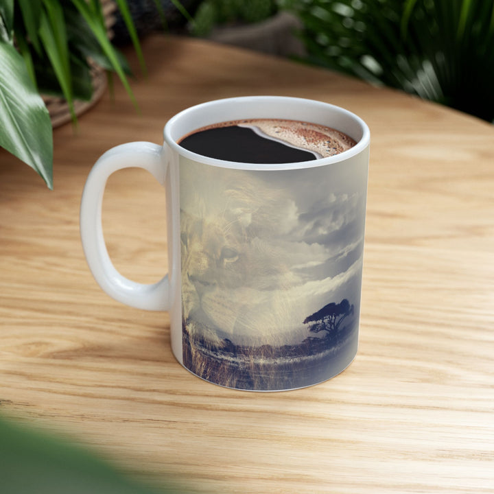 Custom Ceramic Coffee Mug with Lion Print – 11oz & 15oz | BPA-Free, Dishwasher & Microwave Saf