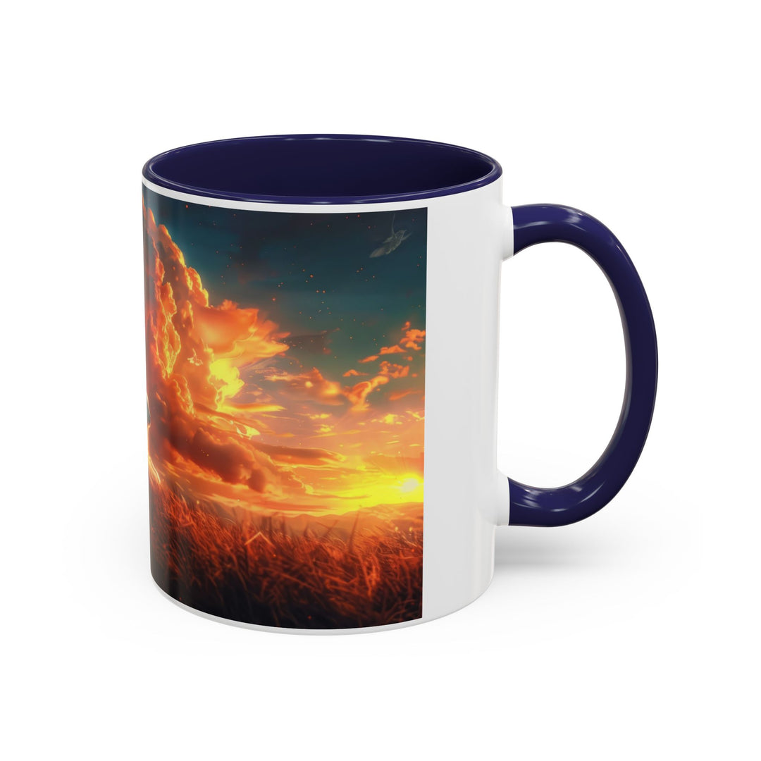Fiery Sunset Lion Ceramic Mug – Bold Wildlife Art Drinkware Accent Coffee Mug (11, 15oz)