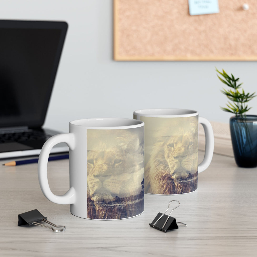 Custom Ceramic Coffee Mug with Lion Print – 11oz & 15oz | BPA-Free, Dishwasher & Microwave Saf