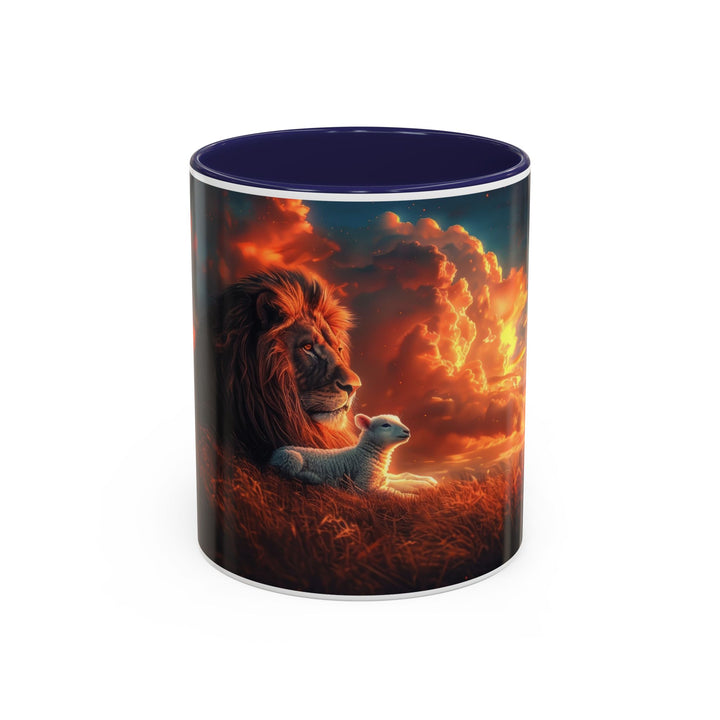 Fiery Sunset Lion Ceramic Mug – Bold Wildlife Art Drinkware Accent Coffee Mug (11, 15oz)